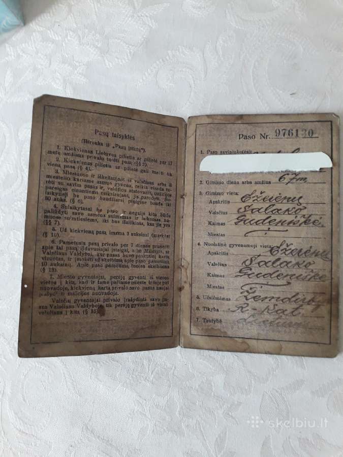 Antikvaras tarpukario Lietuvos pasas 1928 m. - nuotraukos Nr. 3