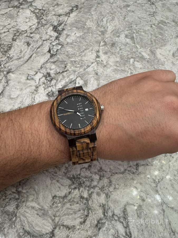 Laikrodis Old Wood, medinis lengvas rėmas - nuotraukos Nr. 7