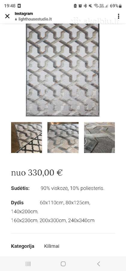Viskozinis kilimas 140 200 - nuotraukos Nr. 2