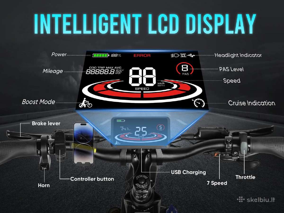 Elektrinis dviratis Samebike Lo26 Plus 1000w - nuotraukos Nr. 7