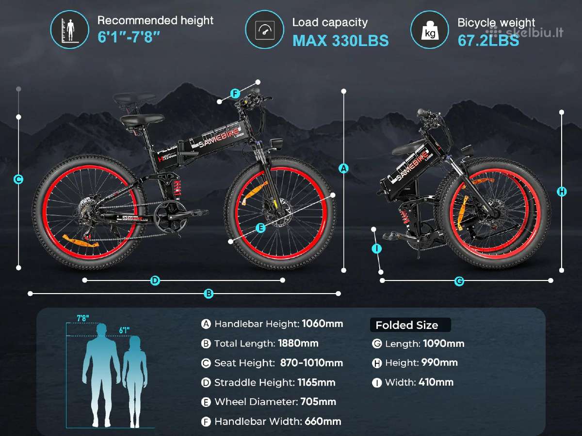 Elektrinis dviratis Samebike Lo26 Plus 1000w - nuotraukos Nr. 12
