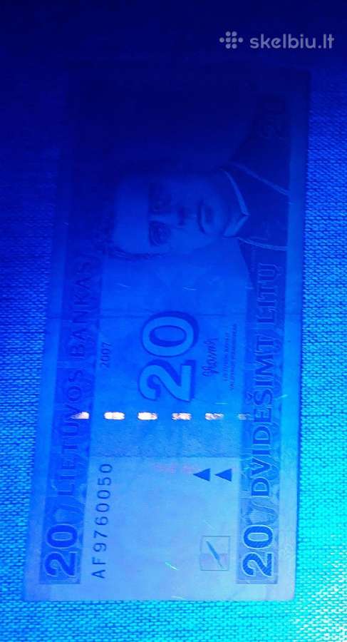 20 litų banknotas 2007 m. su spaustuvės klaida - nuotraukos Nr. 2