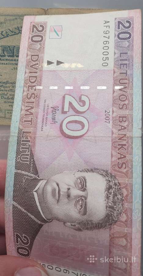 20 litų banknotas 2007 m. su spaustuvės klaida - nuotraukos Nr. 3