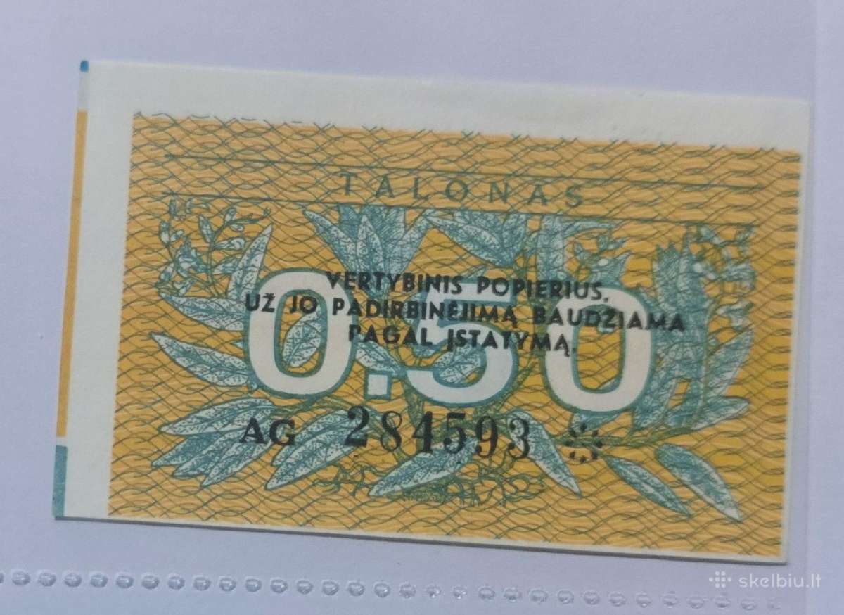 50 ct talonas su užrašu su klaida