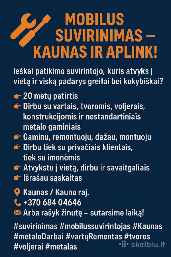 Suvirinimas. Suvirinimo darbai. Šaltkalvio darbai. - nuotraukos Nr. 3