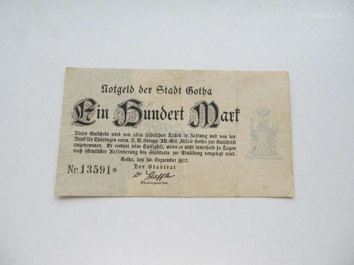 100 markiu , Gotha Vokietija , 1922