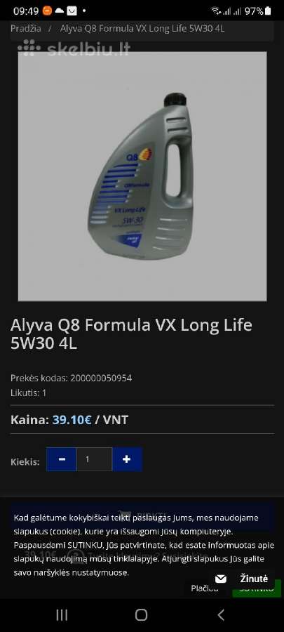 Q8 5w30 Alyva Automobiliams - nuotraukos Nr. 3