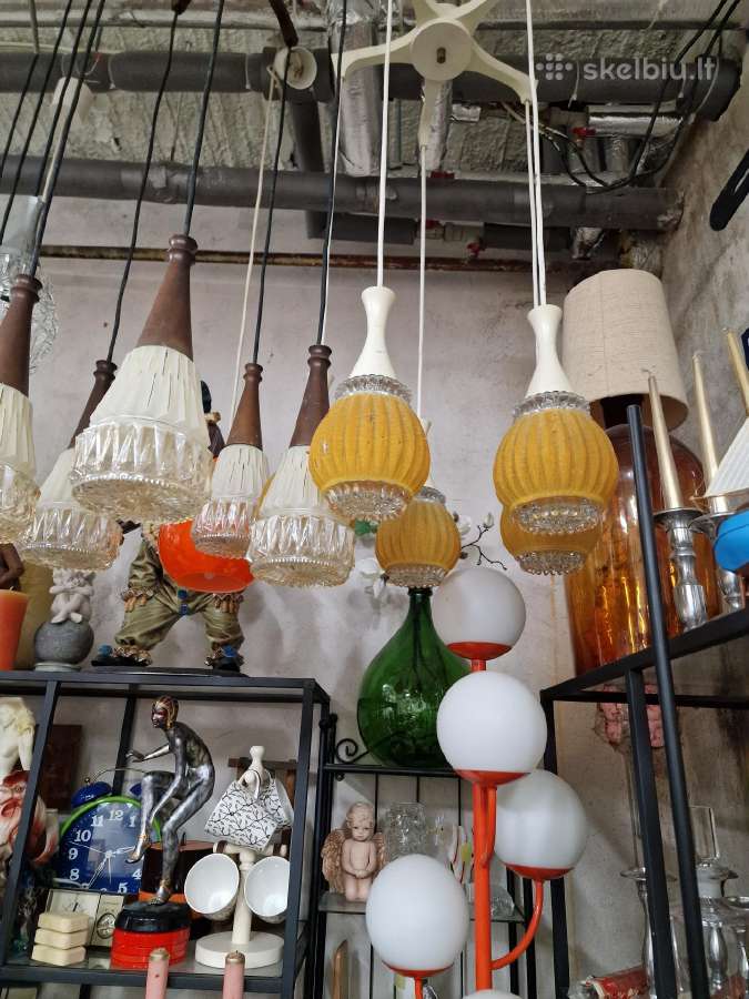 Vintažinės mid century stalinės,pakabinamos lempos