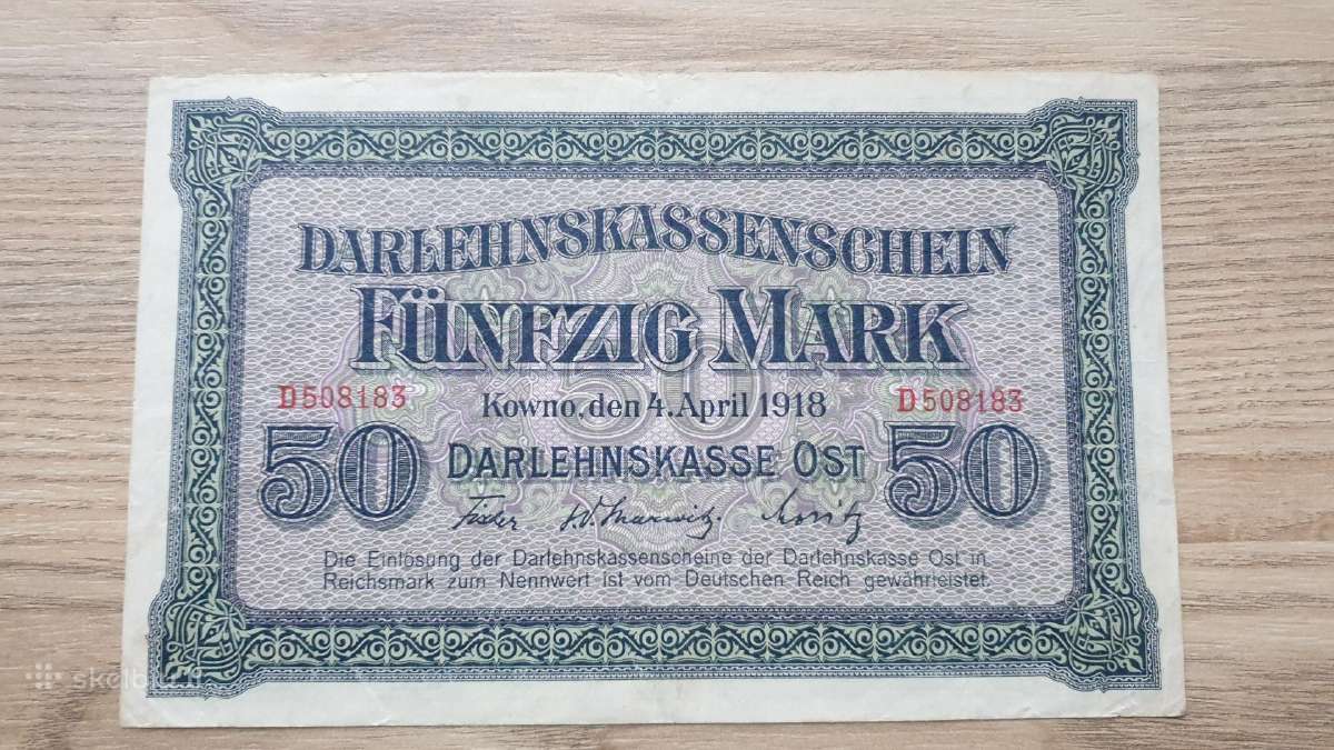 1918 Vokietija Ost Lietuva Lenkija 50 Mark