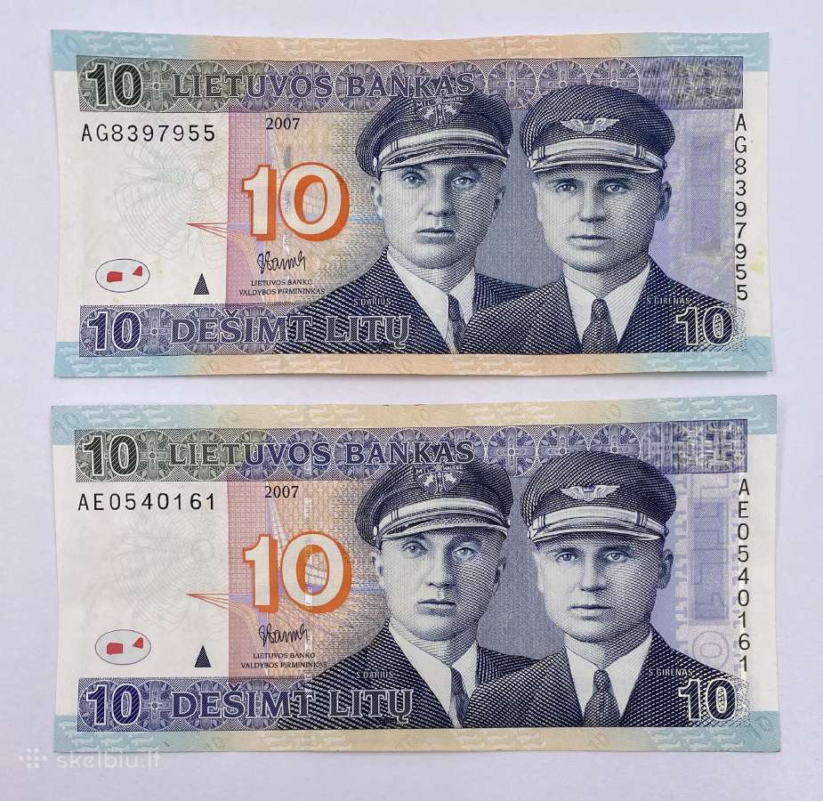 Banknotas 10 litų 2007metų
