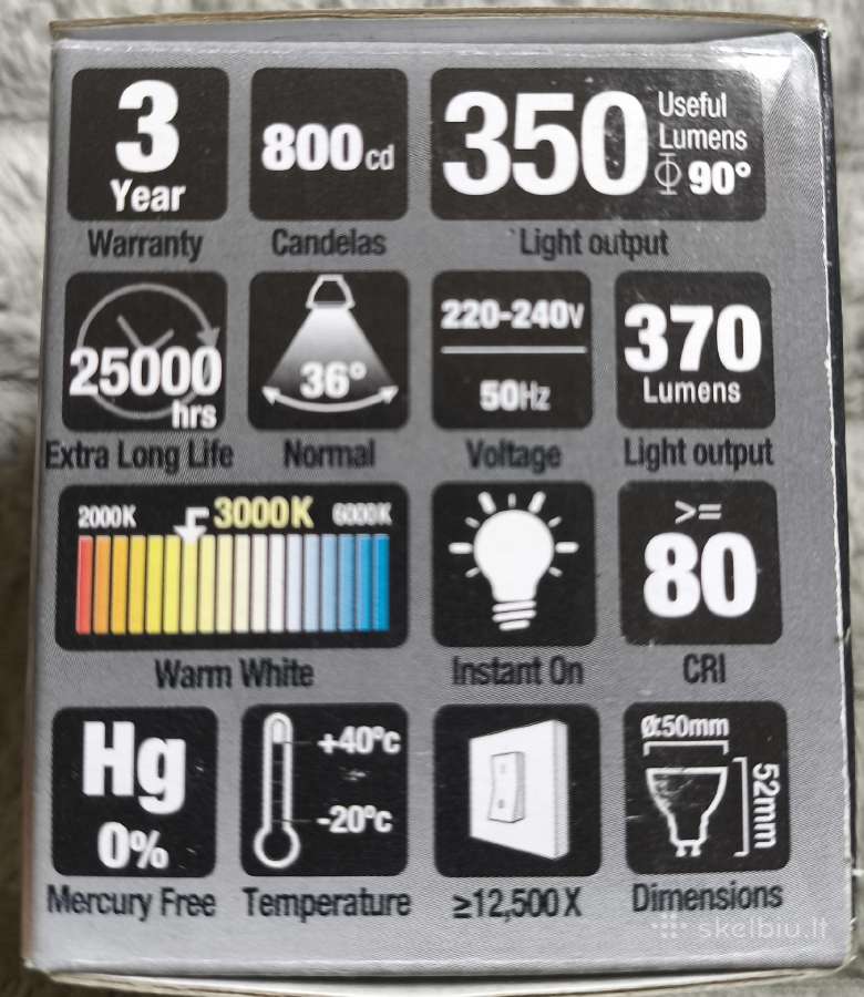 LED lemputes 5.3w Gu10, liko 8 nepanaudotos. - nuotraukos Nr. 3
