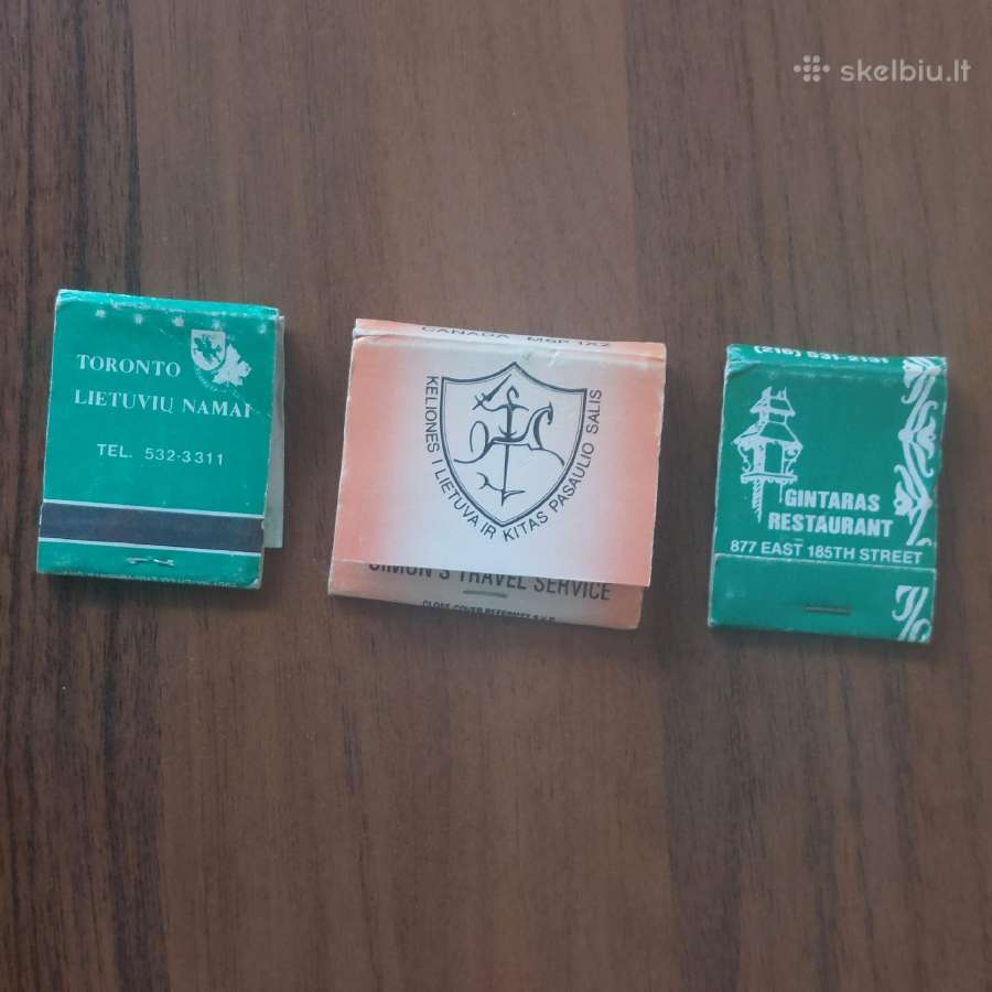 Kanadietiški degtukai su lietuviška reklama
