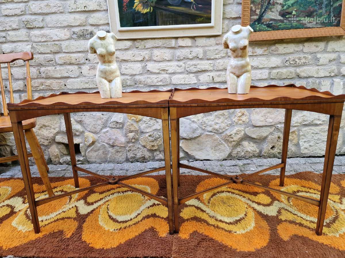 Vintažiniai šilkmedžio konsoliniai staliukai - nuotraukos Nr. 14