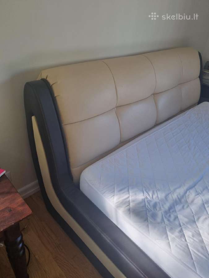 Dvigulė natūralios odos lova 160x200 be čiužinio - nuotraukos Nr. 3