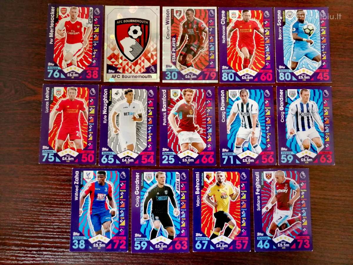 Topps Match Attax kolekcinės futbolo kortelės