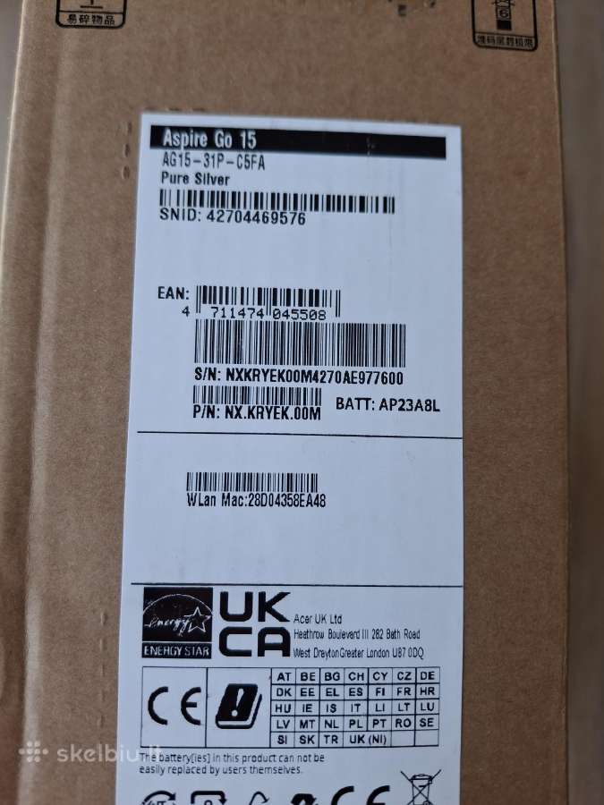 Acer Aspire Go 15, 3 Spin, Ag15-31p kompiuteris - nuotraukos Nr. 12