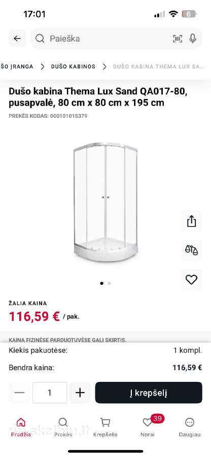 Nauja dušo kabina