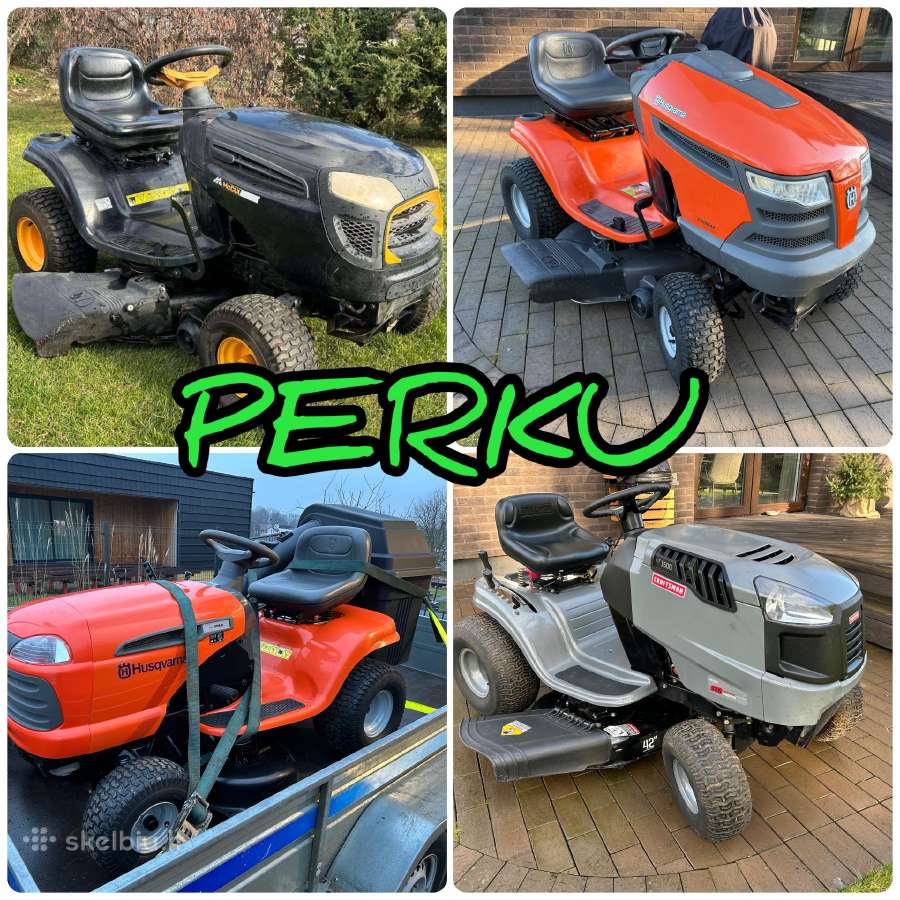 Perku benzinines žoliapjoves, sodo traktoriukus
