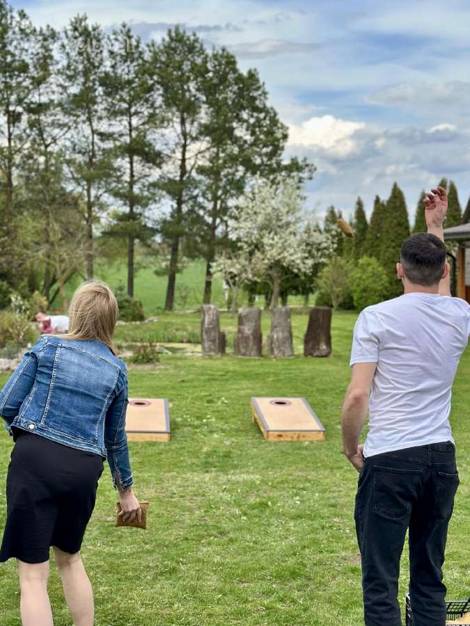Lauko žaidimų Cornhole,golfo kopėtėlių,jenga nuoma
