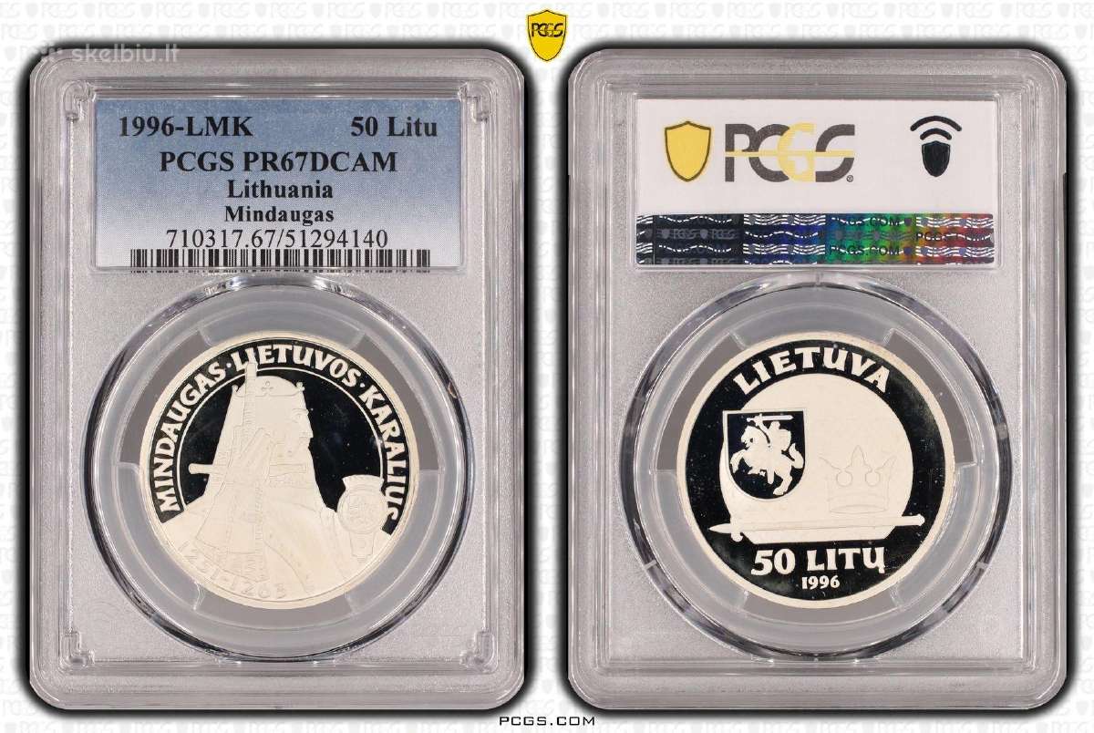 1996m 50 Litu Mindaugas -Pcgs Pr 67 Dcam-