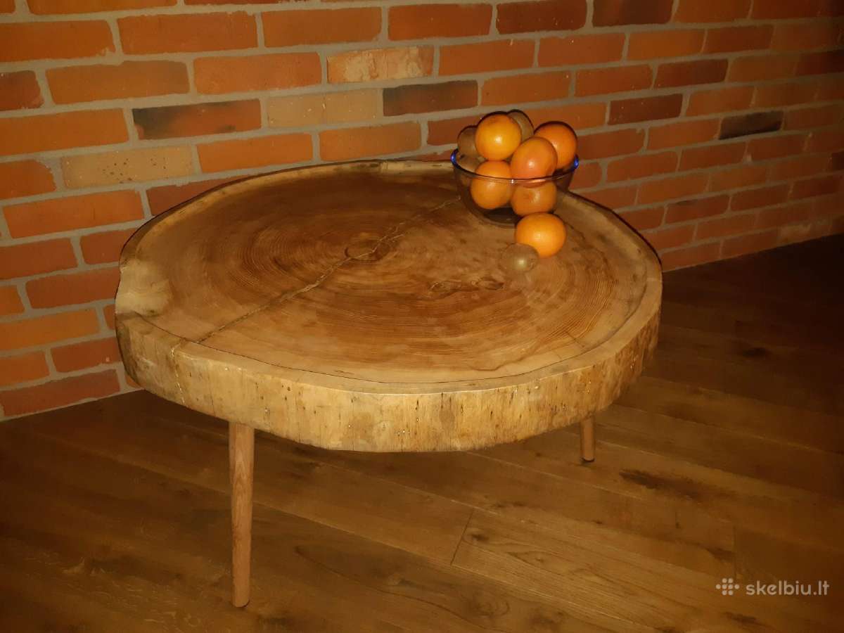 Unikalus rankų darbo uosio masyvo kavos staliukas - nuotraukos Nr. 4