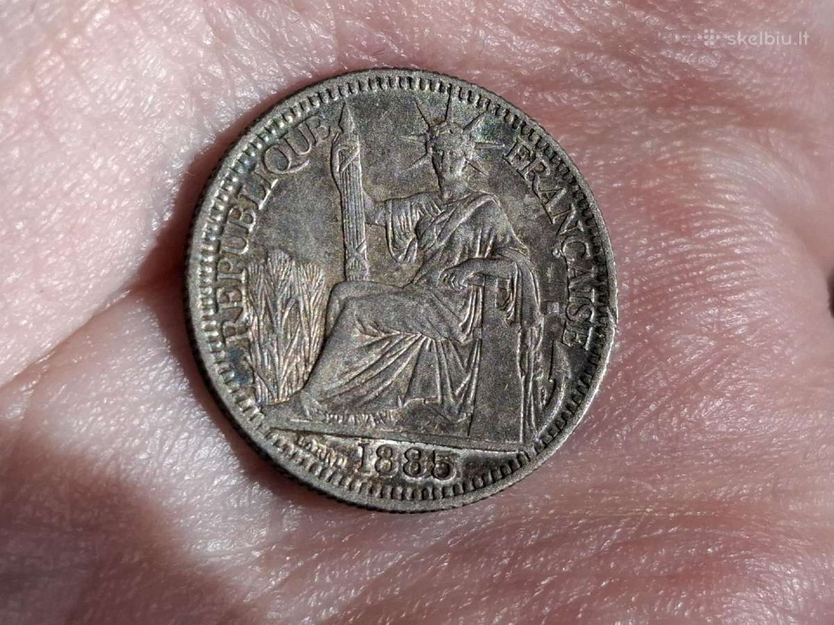 Indokinija 10 centų 1885 sidabras - nuotraukos Nr. 2