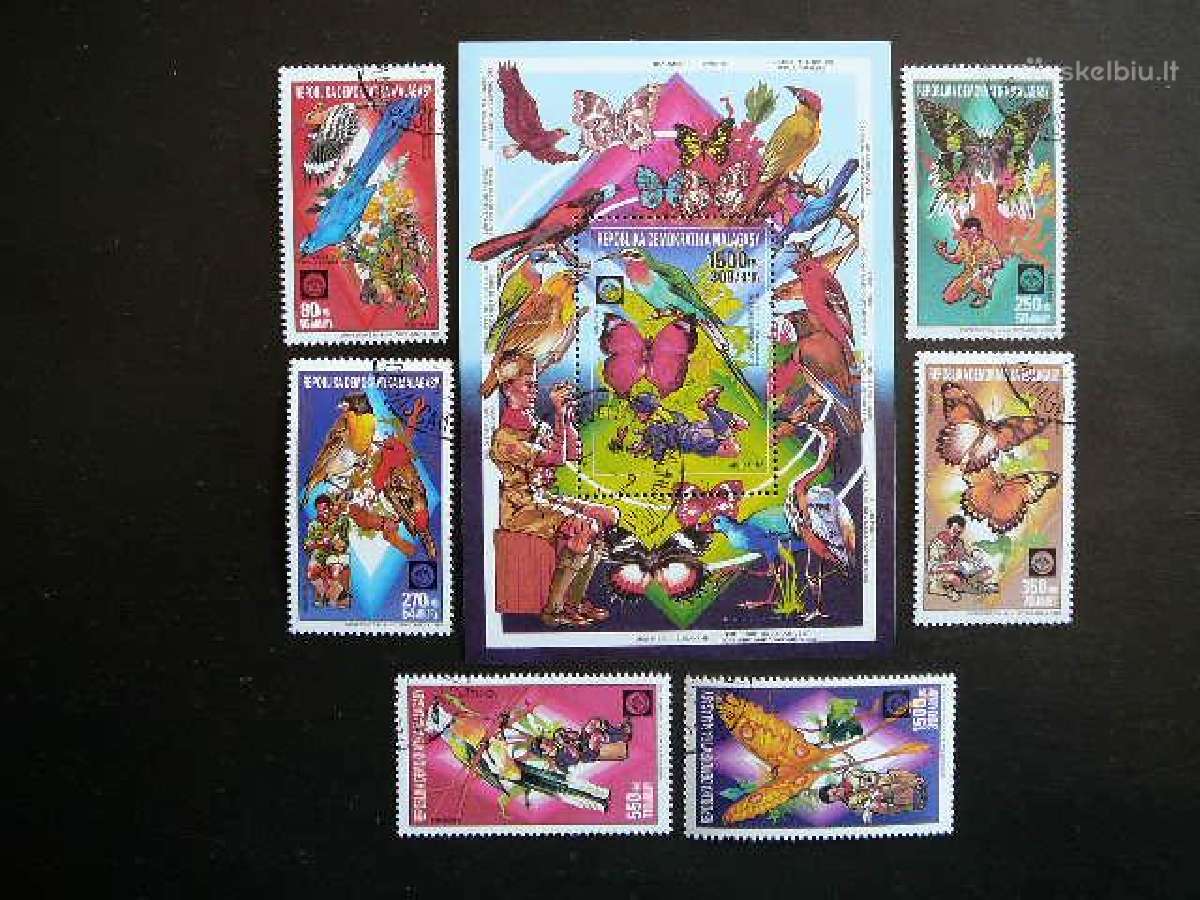 Drugeliai Pauksciai Madagaskaras 1988 antsp. mdg67