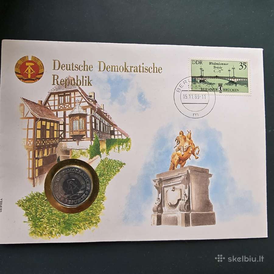 Vokietija VDR 1 mark 1981 Numizmatiniame voke Pnc