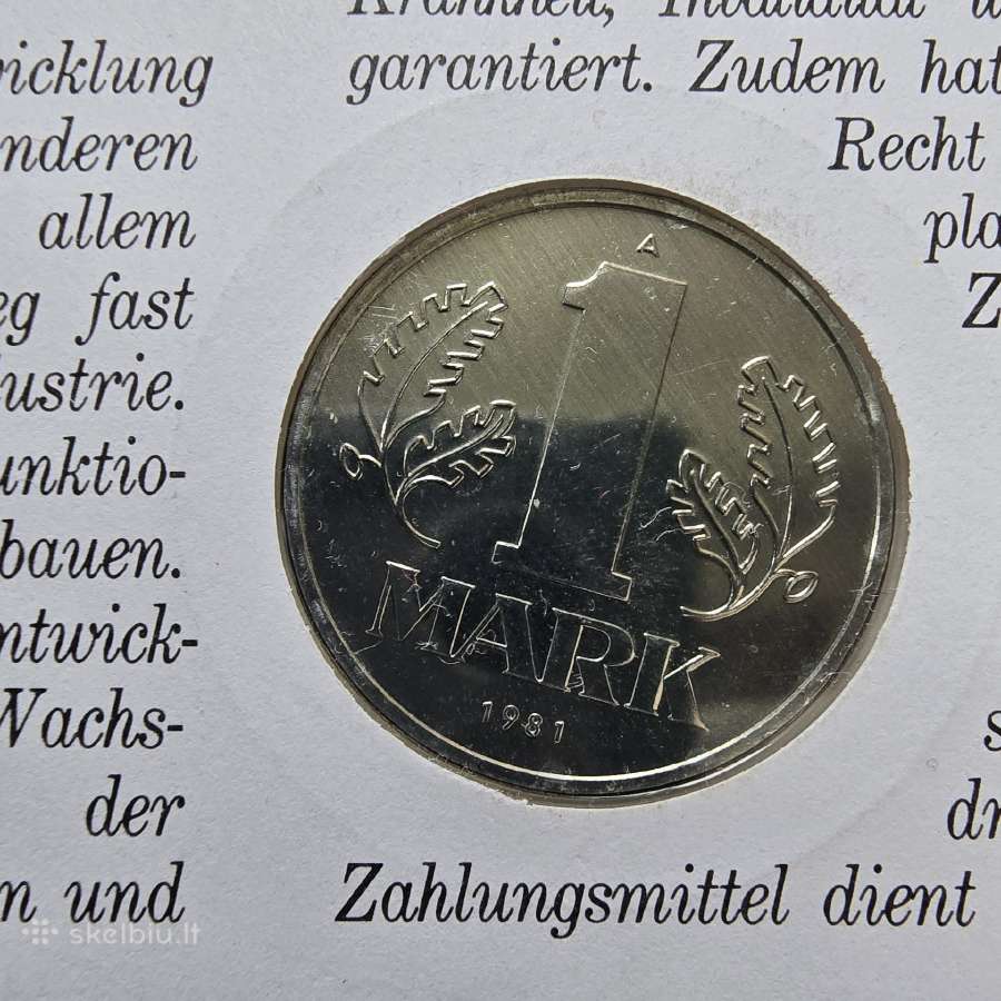 Vokietija VDR 1 mark 1981 Numizmatiniame voke Pnc - nuotraukos Nr. 3