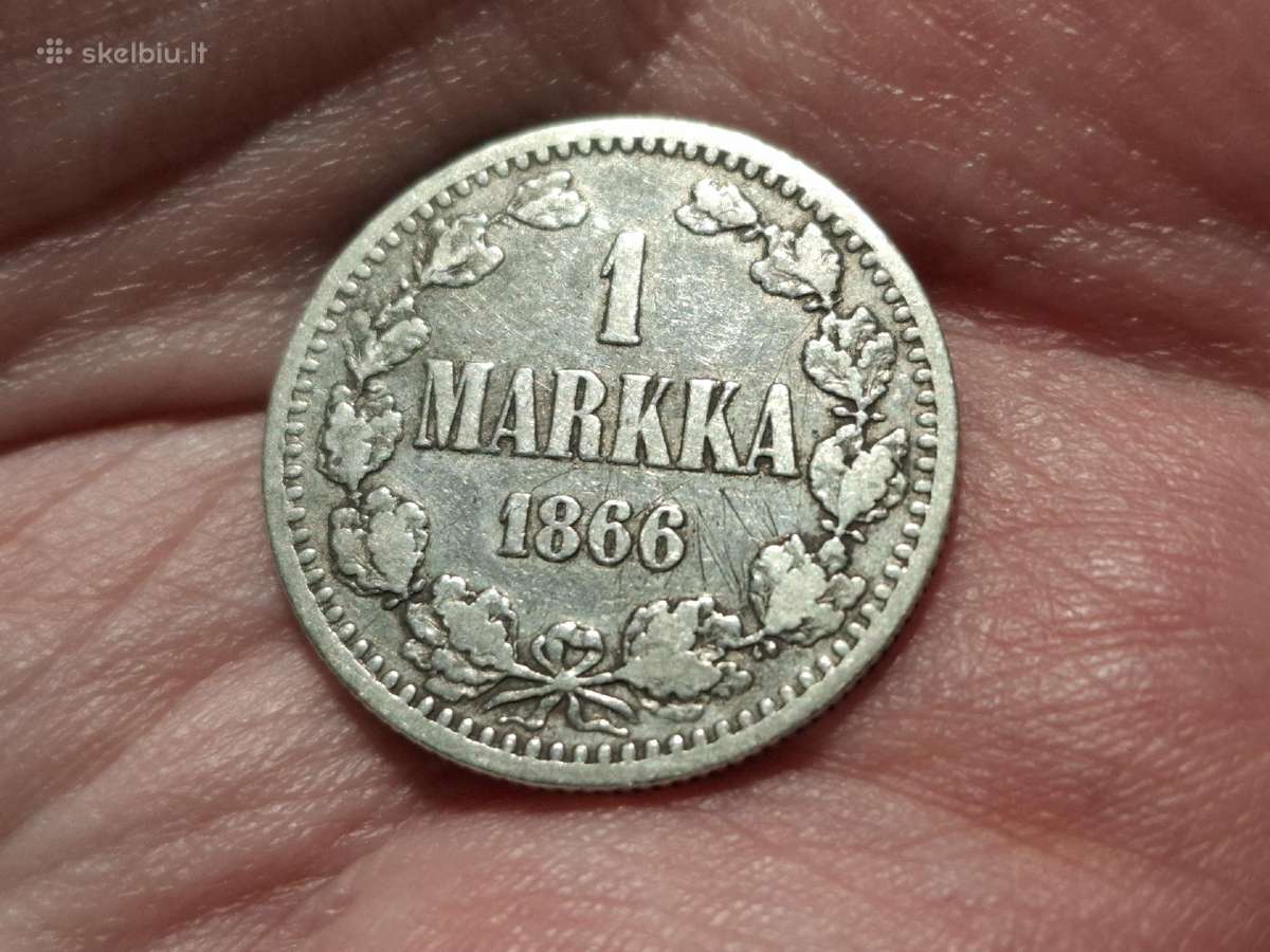 Suomija 1 marka 1866 sidabras