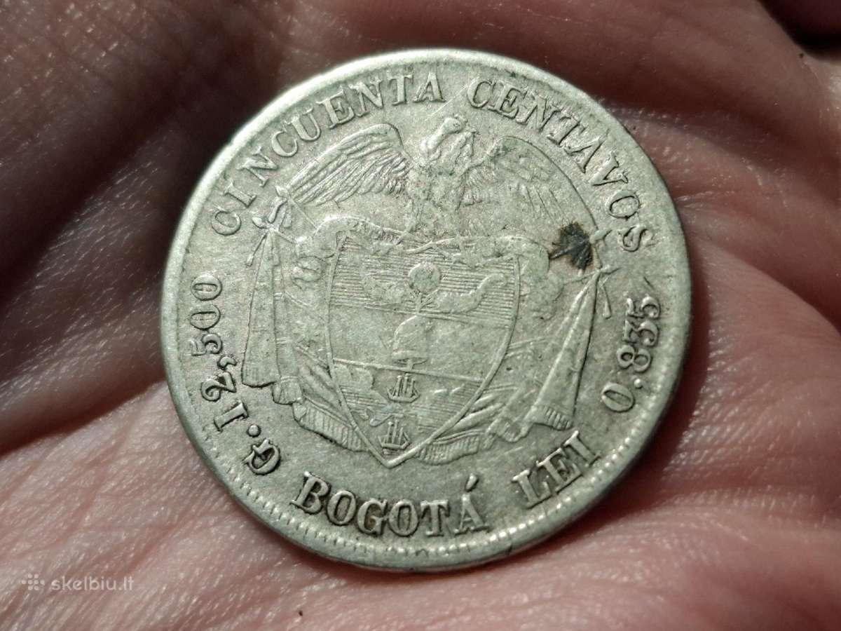 Kolumbija 50 sentavų 1884 sidabras