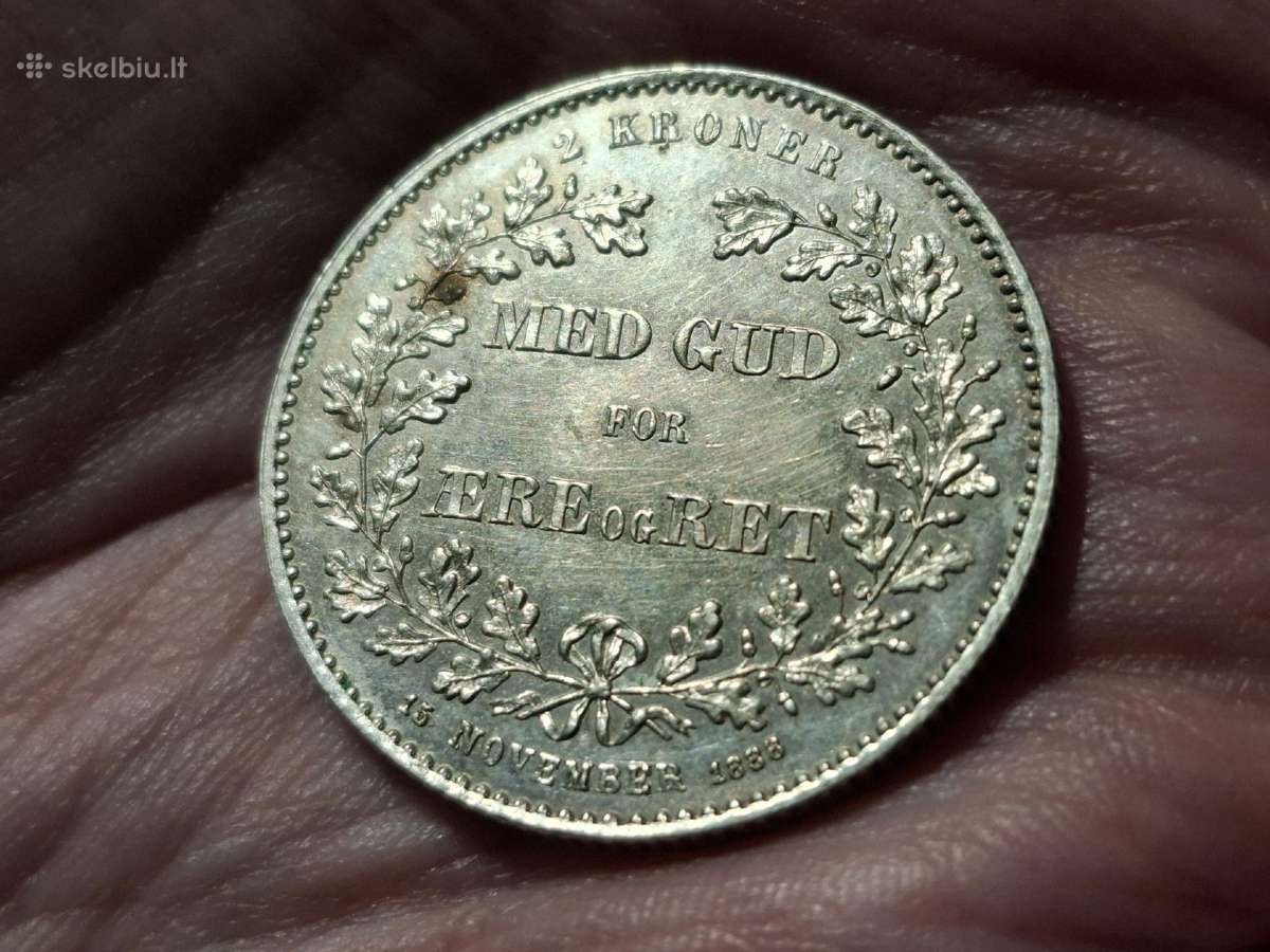 Danija 2 kronos 1888 proginė sidabras
