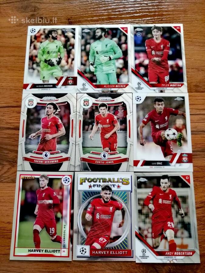 Liverpool Fc futbolininkų kolekcinės kortelės