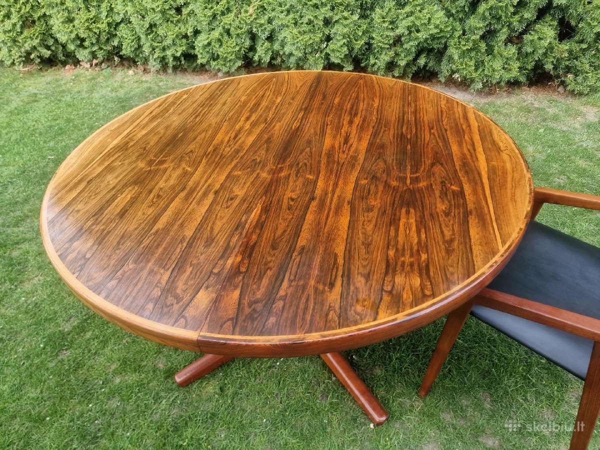 Vintažinis mid century palisandro valgomojo stalas - nuotraukos Nr. 14