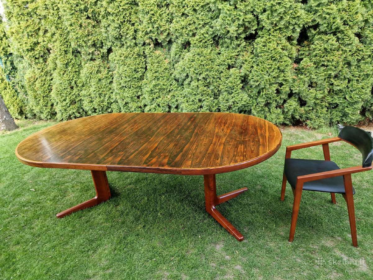 Vintažinis mid century palisandro valgomojo stalas - nuotraukos Nr. 16