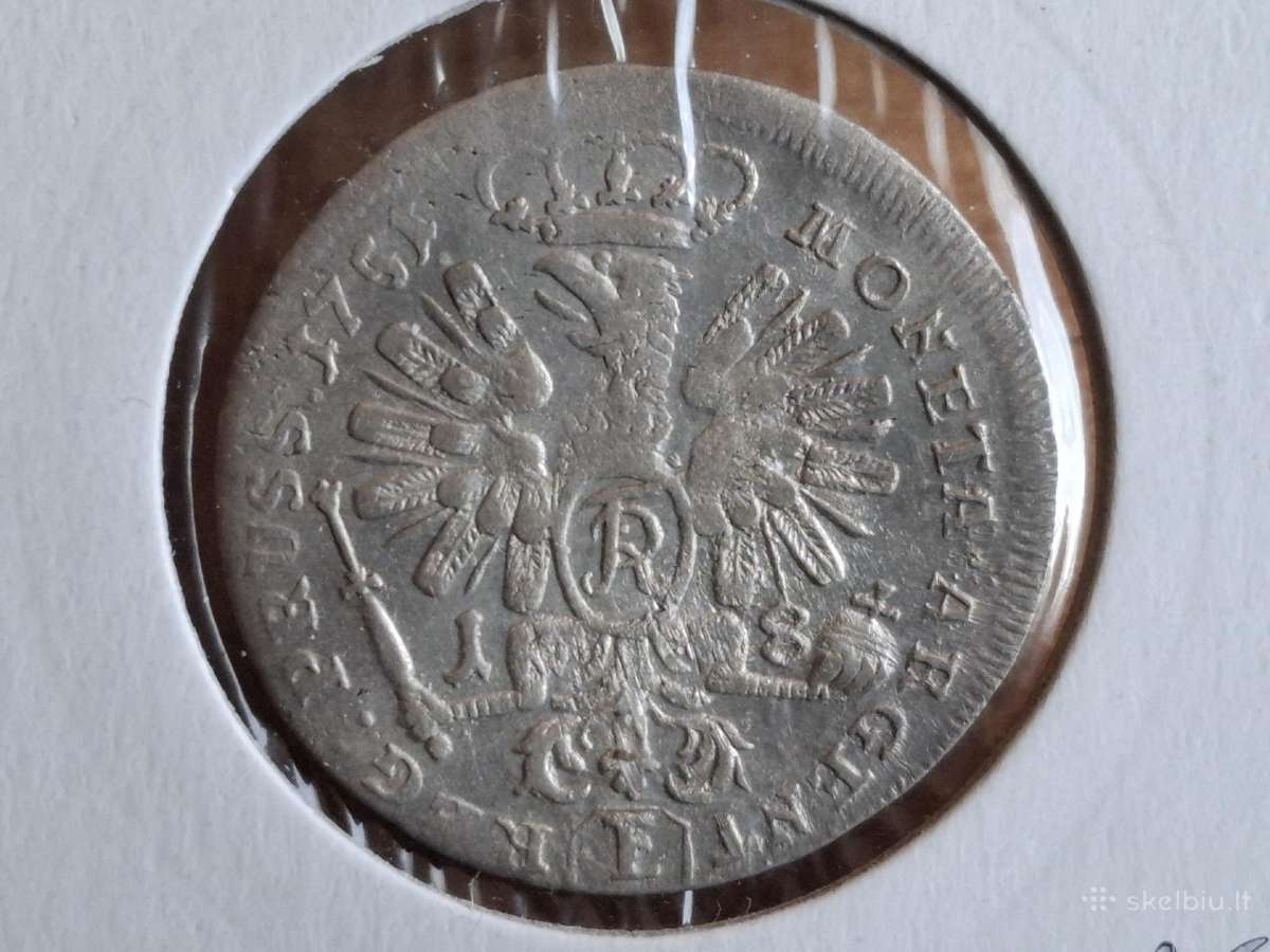 Prūsija Ortas 1751 sidabras