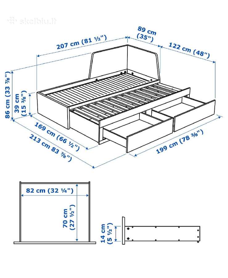 Ikea dvigulė kušetė