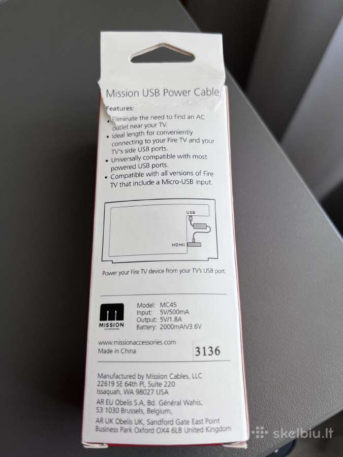 Mission Usb Power Cable - nuotraukos Nr. 3