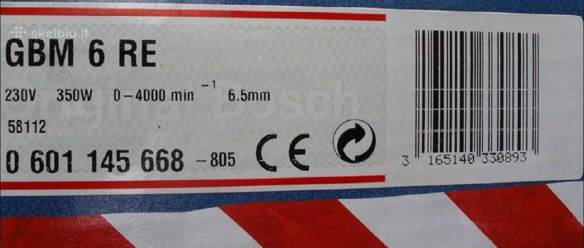 Elektrinė drėlė, grąžtas, gręžtuvas Bosch Gbm 6 Re - nuotraukos Nr. 3