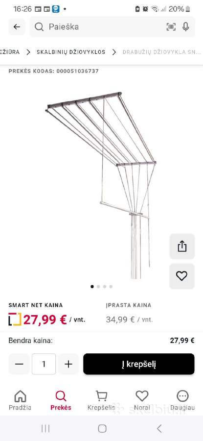 Nauja lubose tvirtinama drabužių džiovykla 2m - nuotraukos Nr. 4