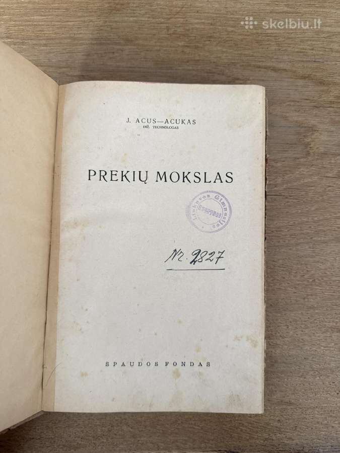 Prekių mokslas 1937 m.