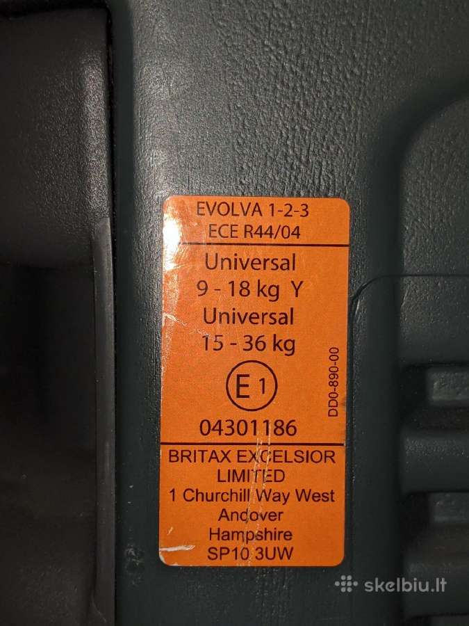 Vaikišką automobilinę kėdutę Britax Evolva 9-36 kg - nuotraukos Nr. 3