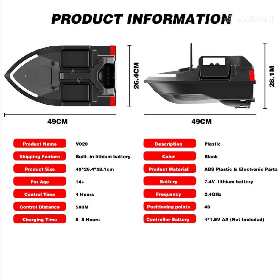 Flytec V020 Žvejybos pašarų gabenimo laivelis GPS - nuotraukos Nr. 9