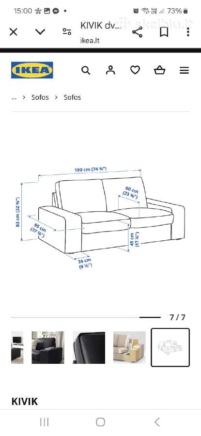 Odinė sofa juoda - nuotraukos Nr. 2