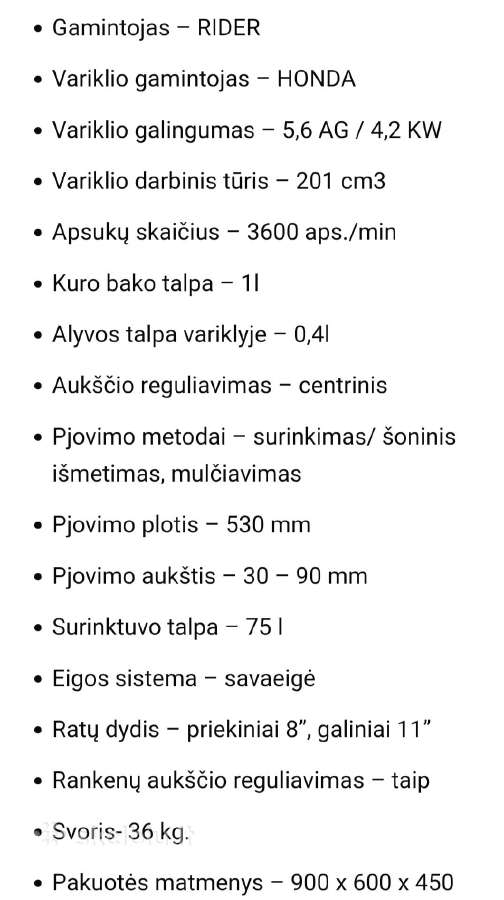 Naujos Žoliapjovės Rider Trimeris Demon Turbo - nuotraukos Nr. 4