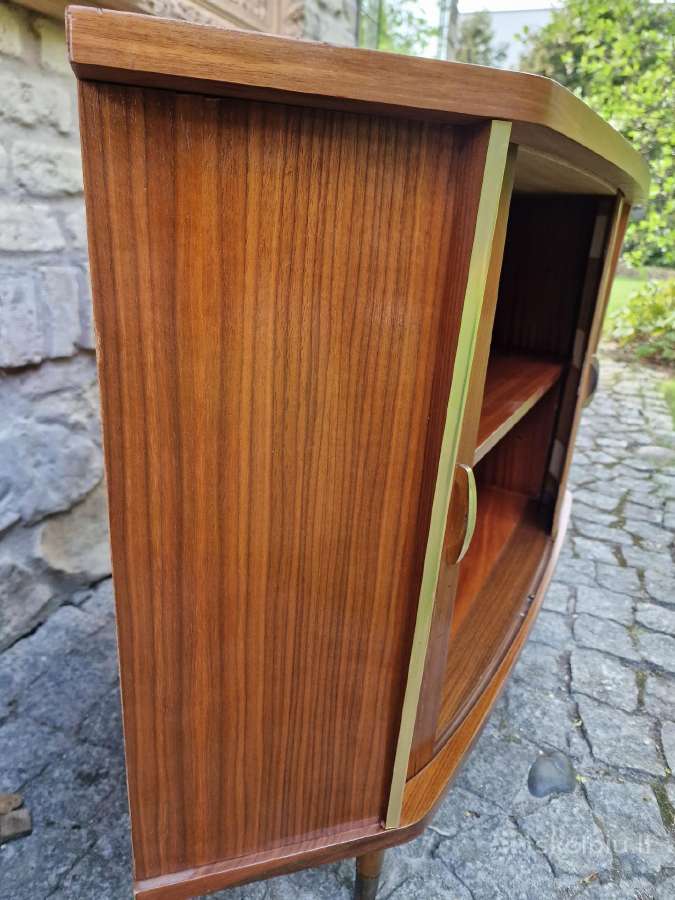 Vintažinė mid century riešuto kampinė spintelė - nuotraukos Nr. 22