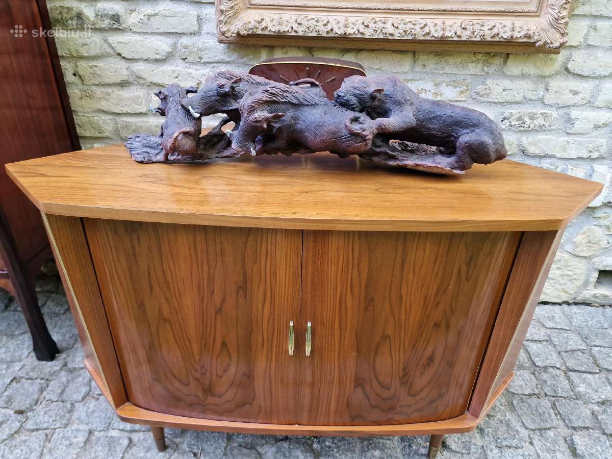 Vintažinė mid century riešuto kampinė spintelė - nuotraukos Nr. 27