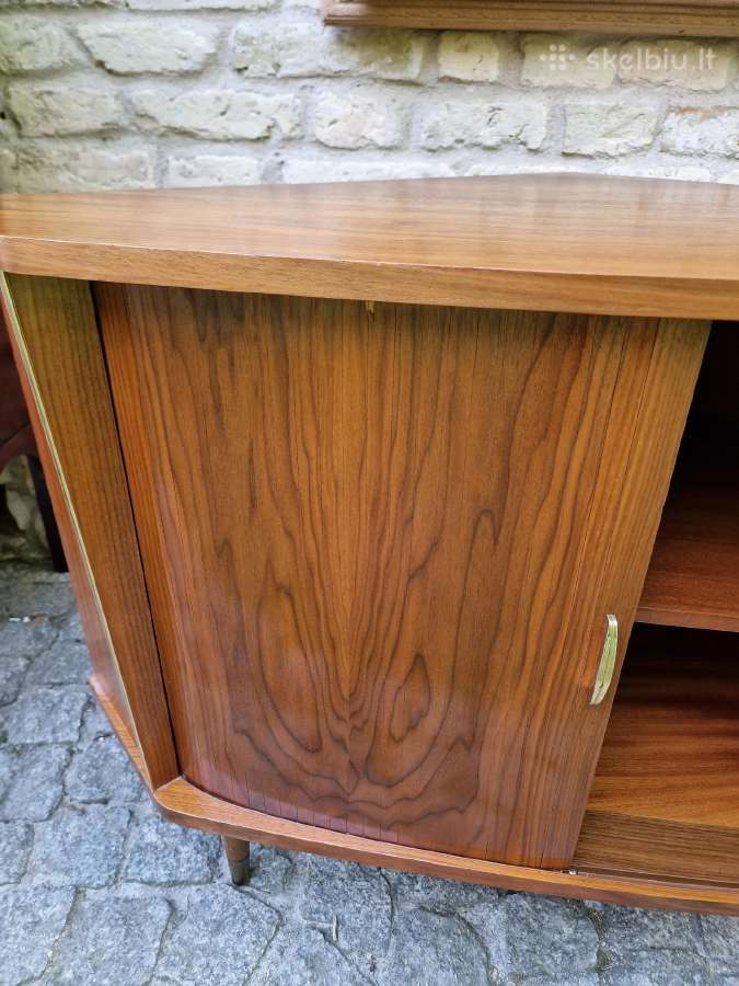 Vintažinė mid century riešuto kampinė spintelė - nuotraukos Nr. 28