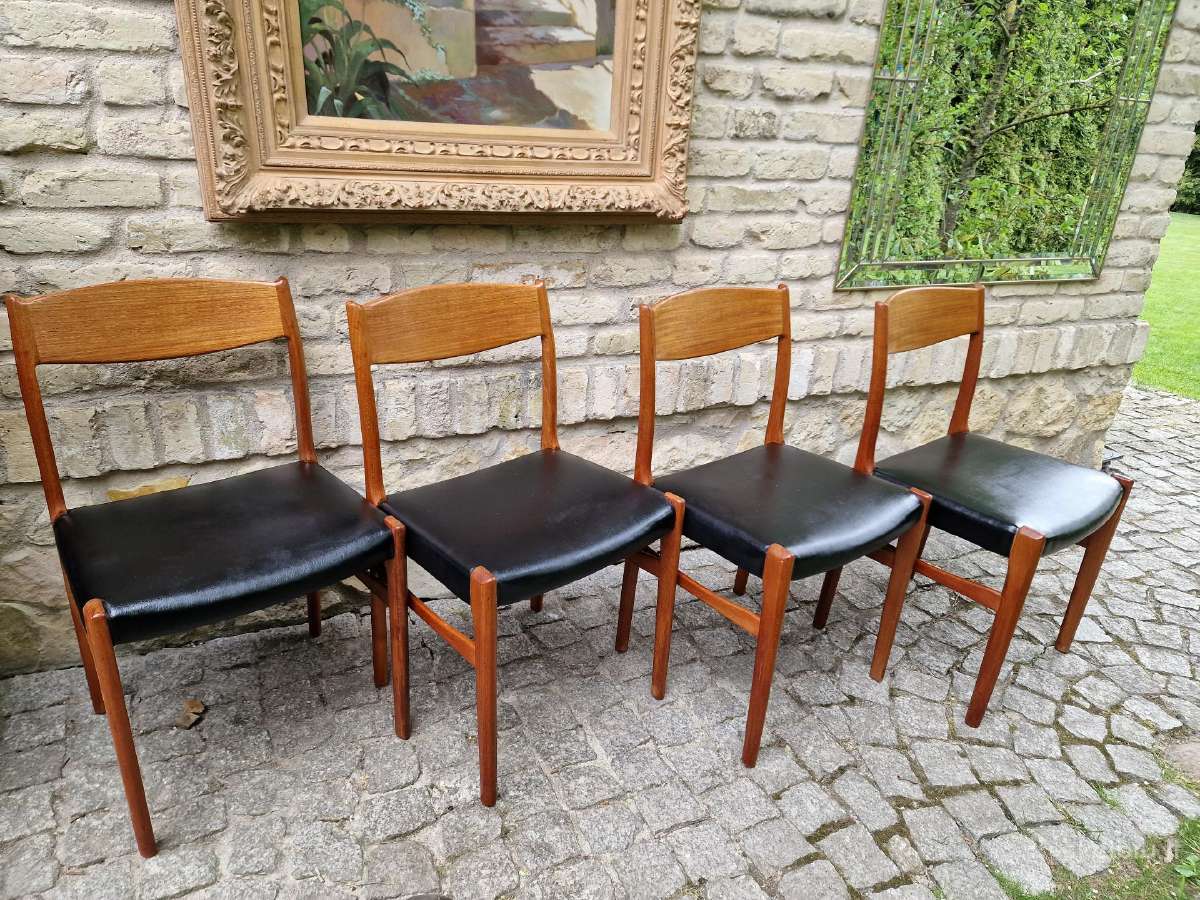 Vintažinės Mid Century tikmedžio/odos kėdės - nuotraukos Nr. 5