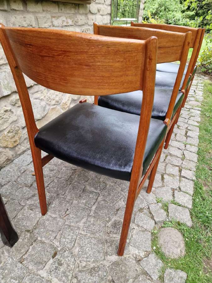 Vintažinės Mid Century tikmedžio/odos kėdės - nuotraukos Nr. 8